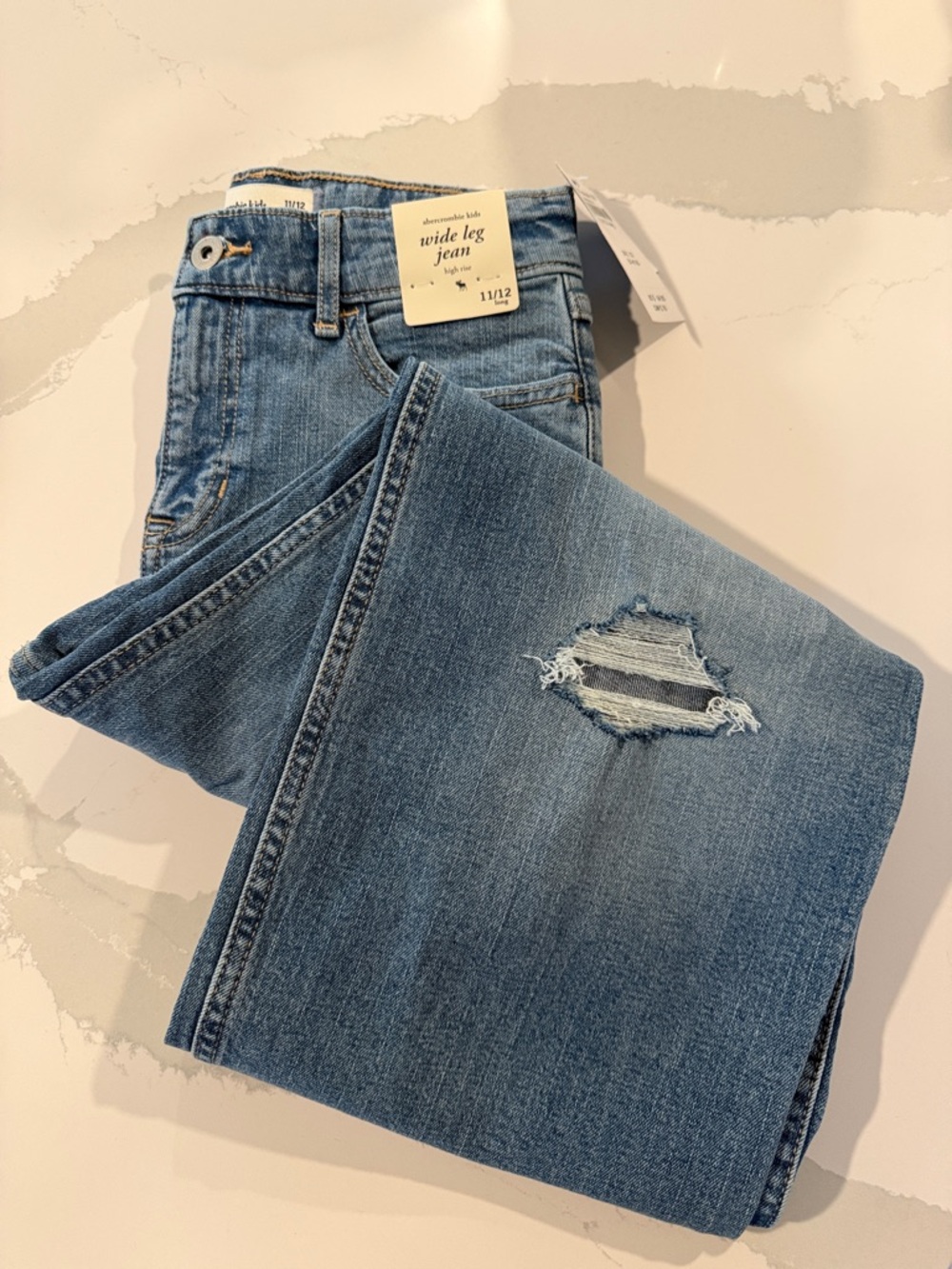 abercrombie kids Light Blue Distressed Bootcut Jeans